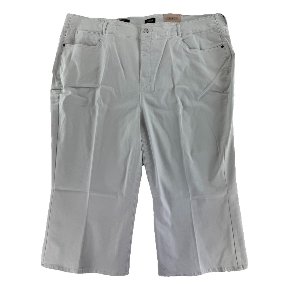 NYDJ Cool Embrace Wide‎ Leg Denim Crop Jeans 26W Optic White